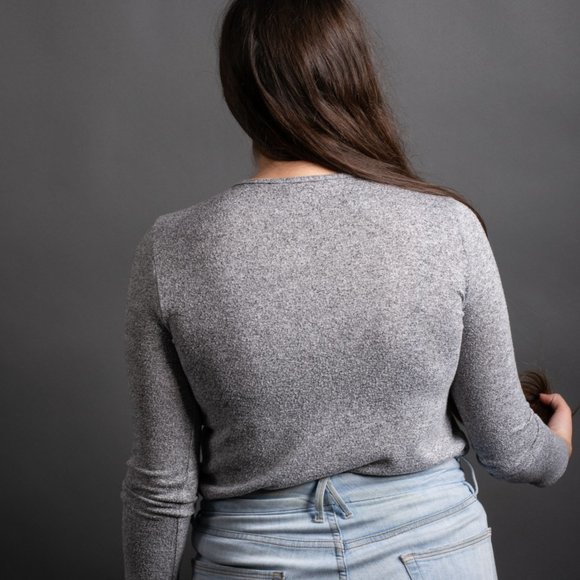 Grey Crossed V-Neck by Peyton Jensen - Picture 5 of 8